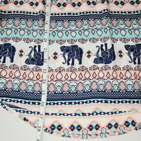 NWT Rue 21 Top Small Novelty Print Multicolor Elephant Gold Zip Boho Teacher - Picture 6 of 9